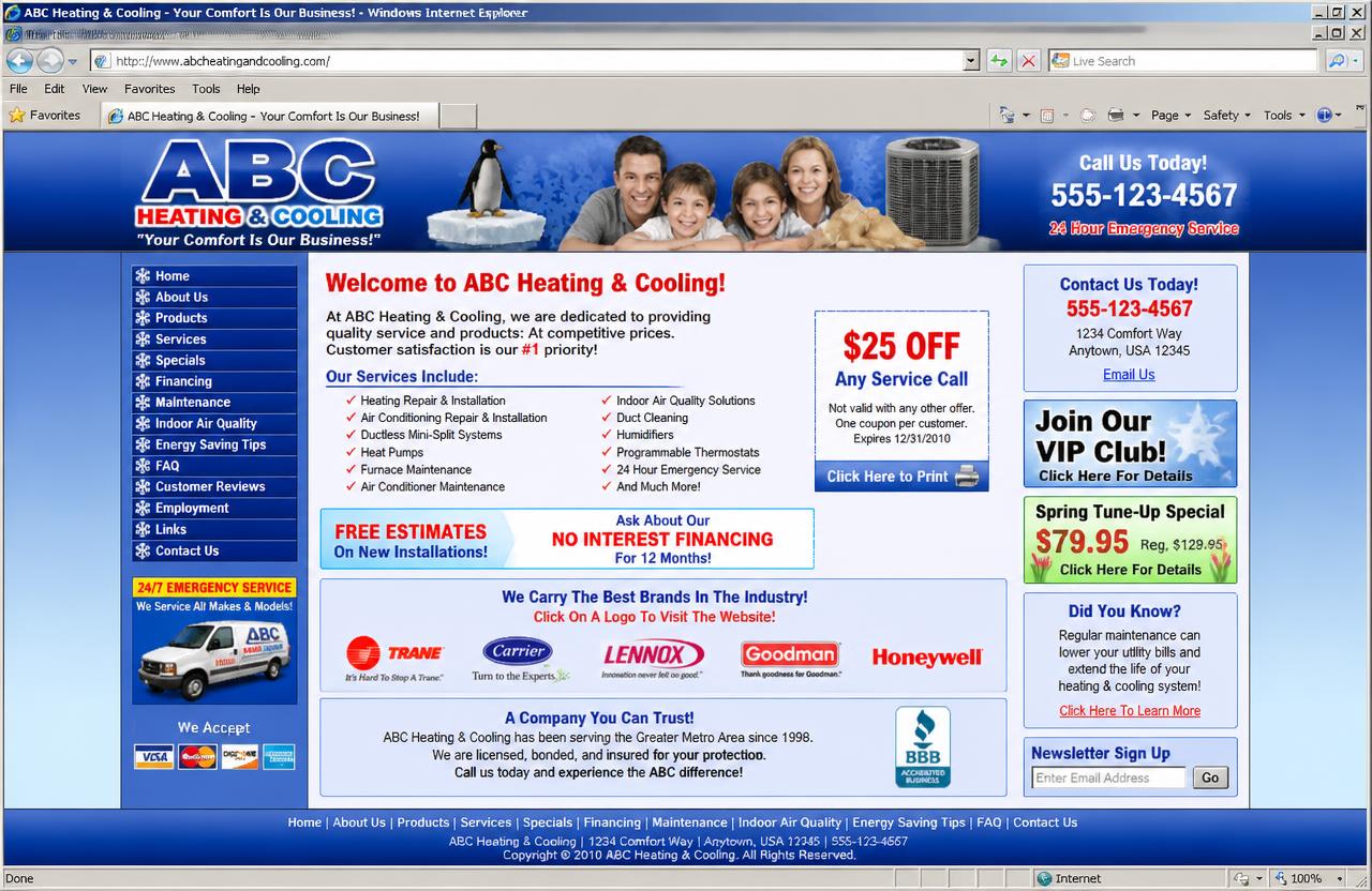 Outdated website before redesign