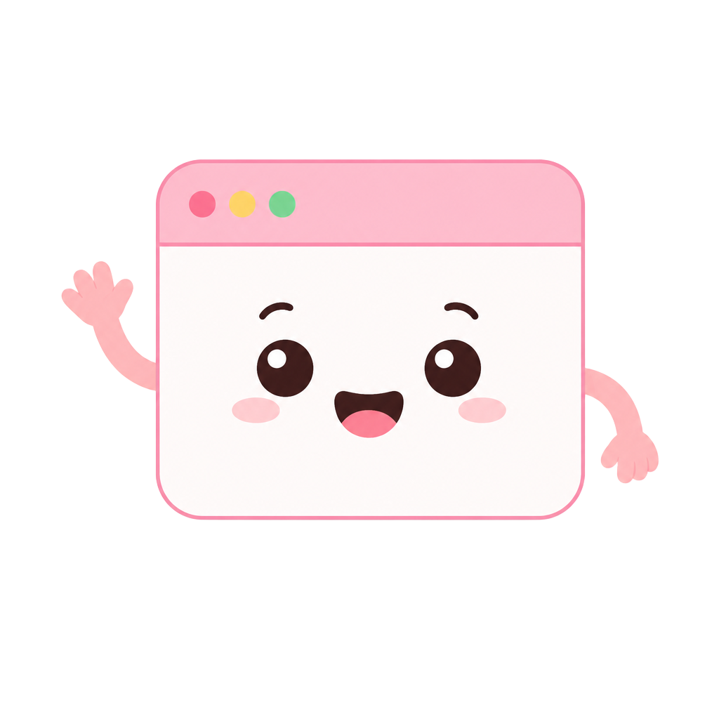 Friendly browser window mascot waving